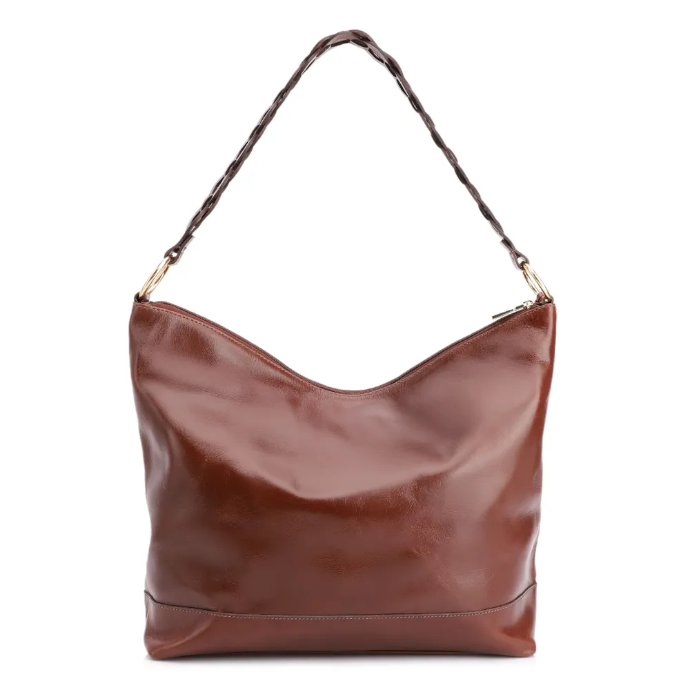Bolsa Hobo Couro Marrom - imagem 4