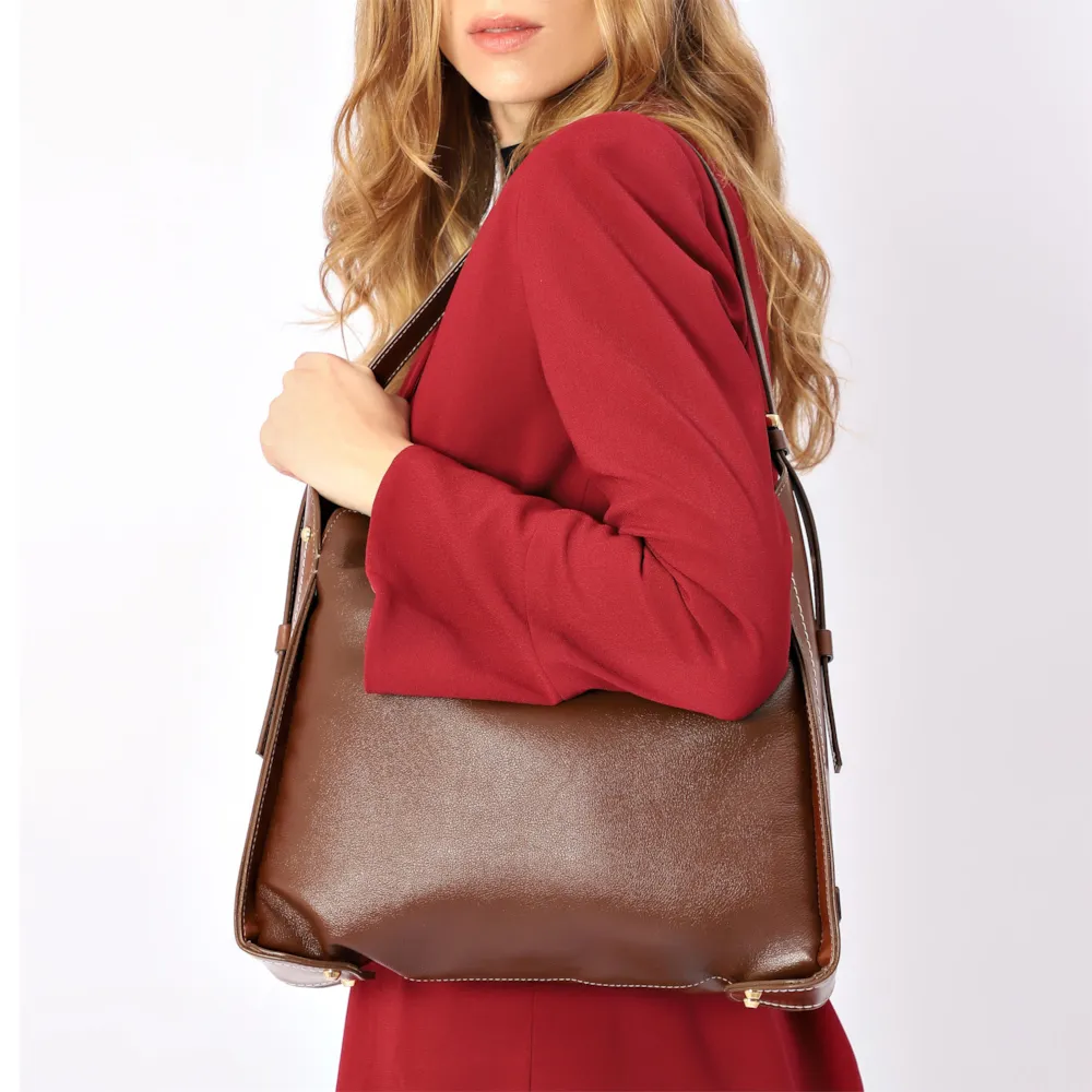 Bolsa Hobo Couro Marrom - imagem 2