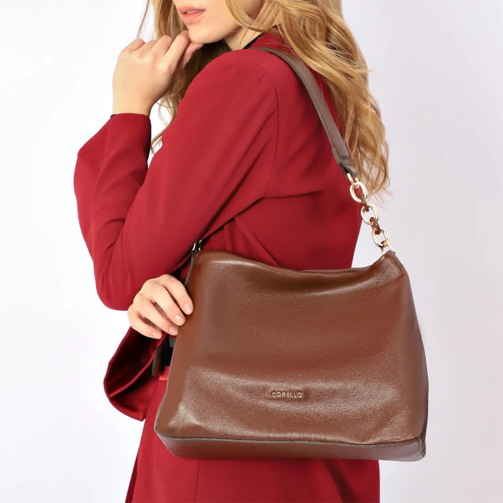 Bolsa Hobo Couro Marrom - imagem 2