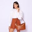 Bolsa Hobo Couro Marrom Claro - imagem 2