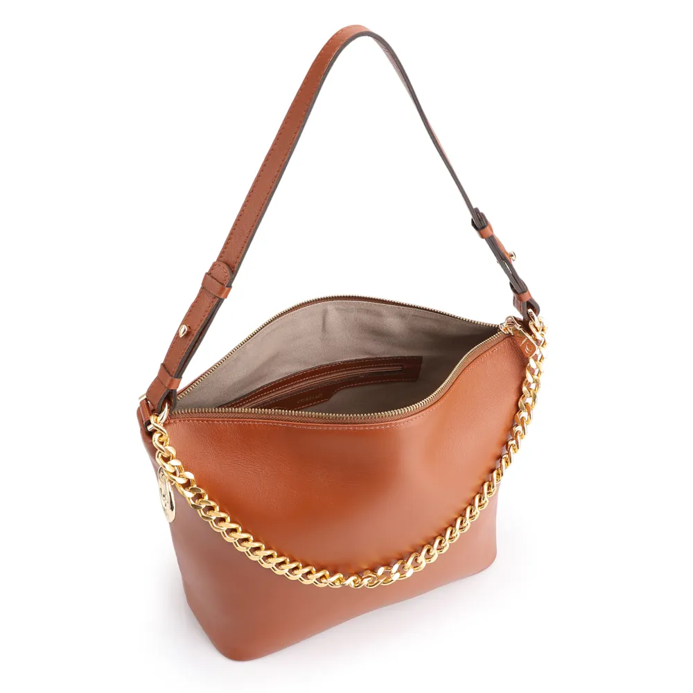 Bolsa Hobo Couro Marrom Claro - imagem 4