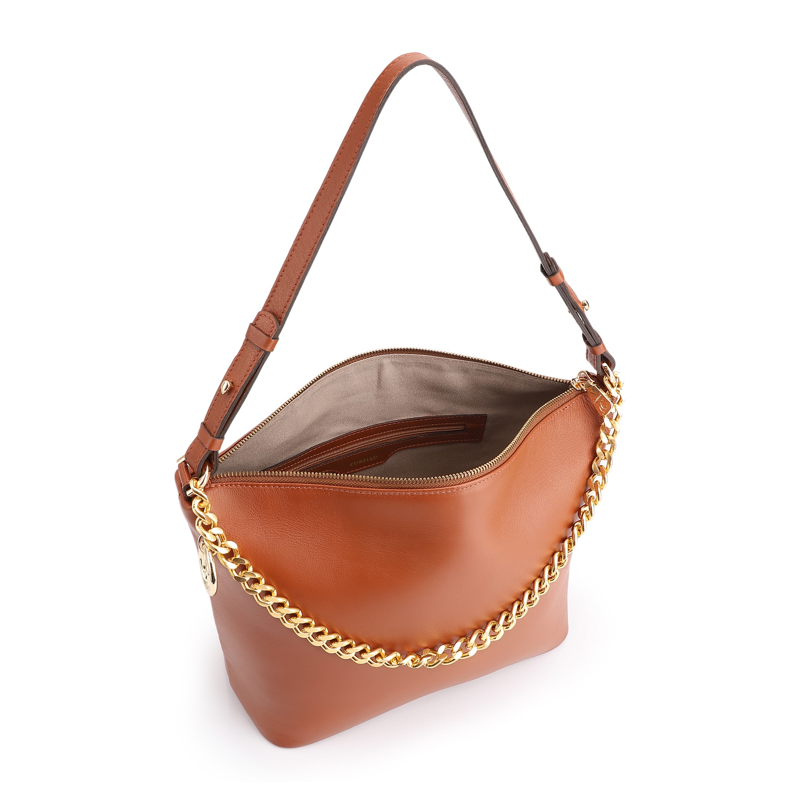 Bolsa Hobo Couro Marrom Claro