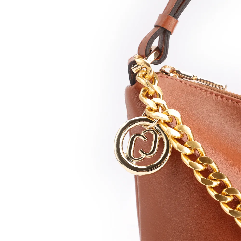 Bolsa Hobo Couro Marrom Claro - imagem 7
