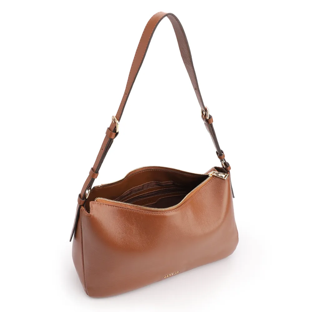  Bolsa Hobo Couro Marrom Claro - imagem 4