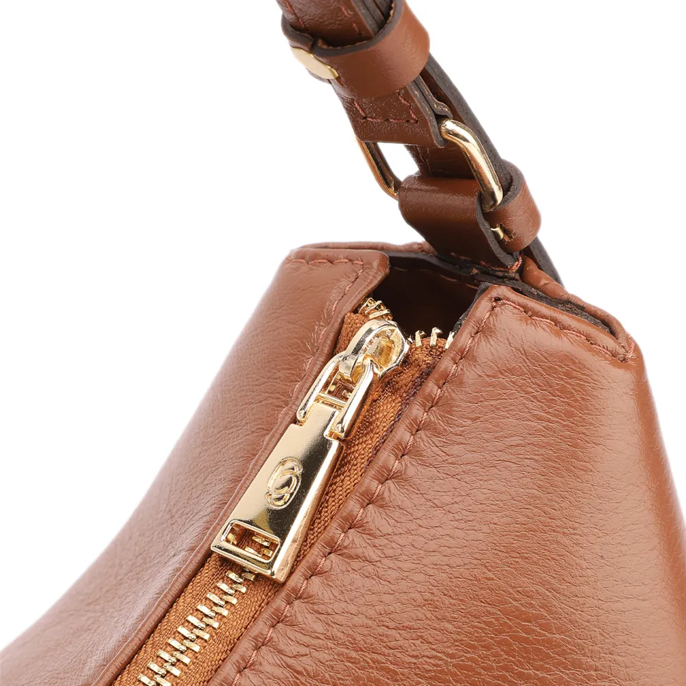  Bolsa Hobo Couro Marrom Claro - imagem 5