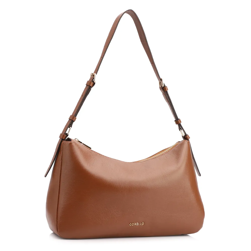  Bolsa Hobo Couro Marrom Claro - imagem 2