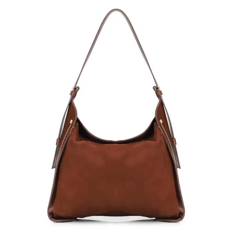 Bolsa Hobo Couro Marrom /Couro Nobuck Marrom