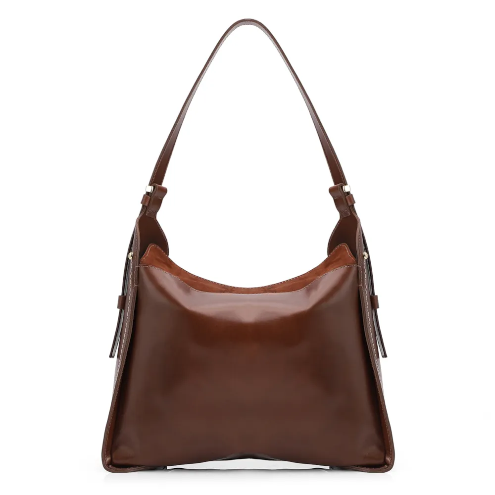 Bolsa Hobo Couro Marrom /Couro Nobuck Marrom - imagem 3