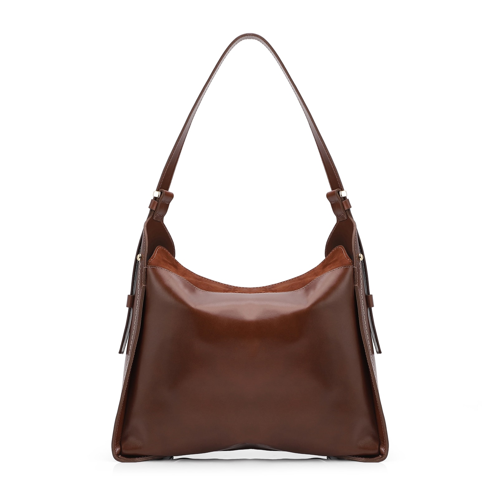Bolsa Hobo Couro Marrom /Couro Nobuck Marrom