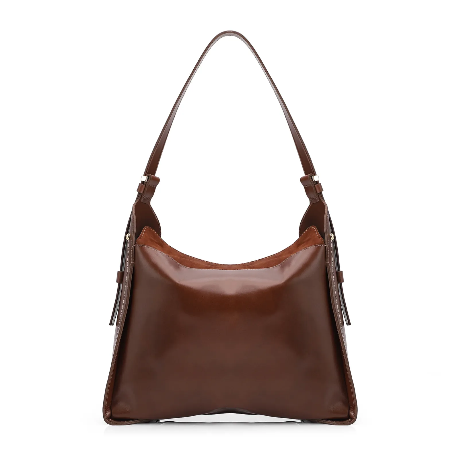 Bolsa Hobo Couro Marrom /Couro Nobuck Marrom