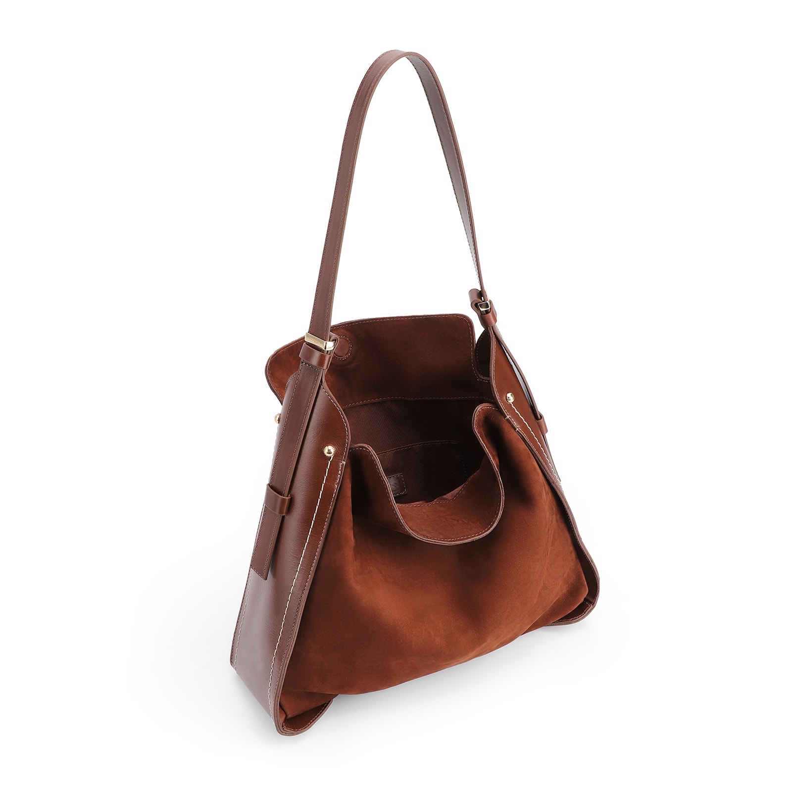 Bolsa Hobo Couro Marrom /Couro Nobuck Marrom