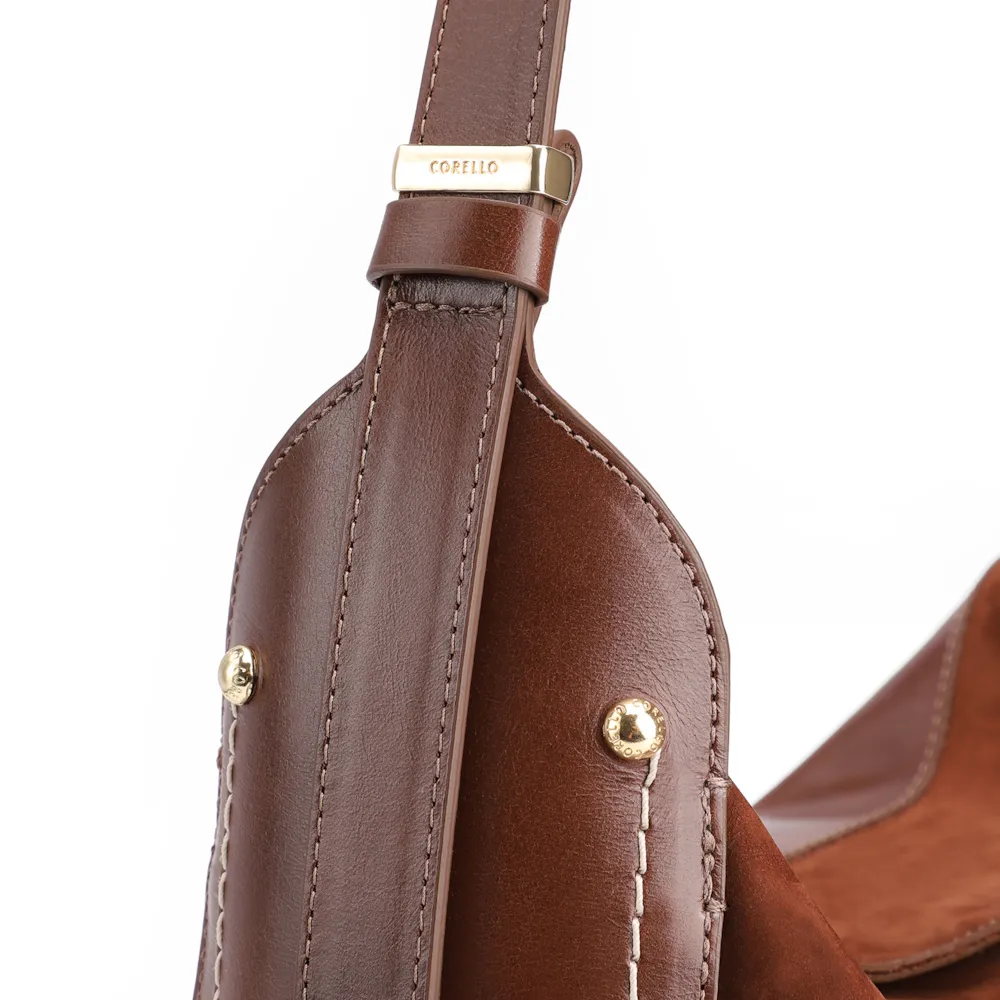 Bolsa Hobo Couro Marrom /Couro Nobuck Marrom - imagem 5