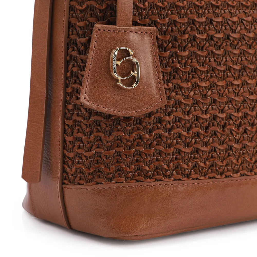 Bolsa Hobo Couro Marrom/Crochet Marrom - imagem 5