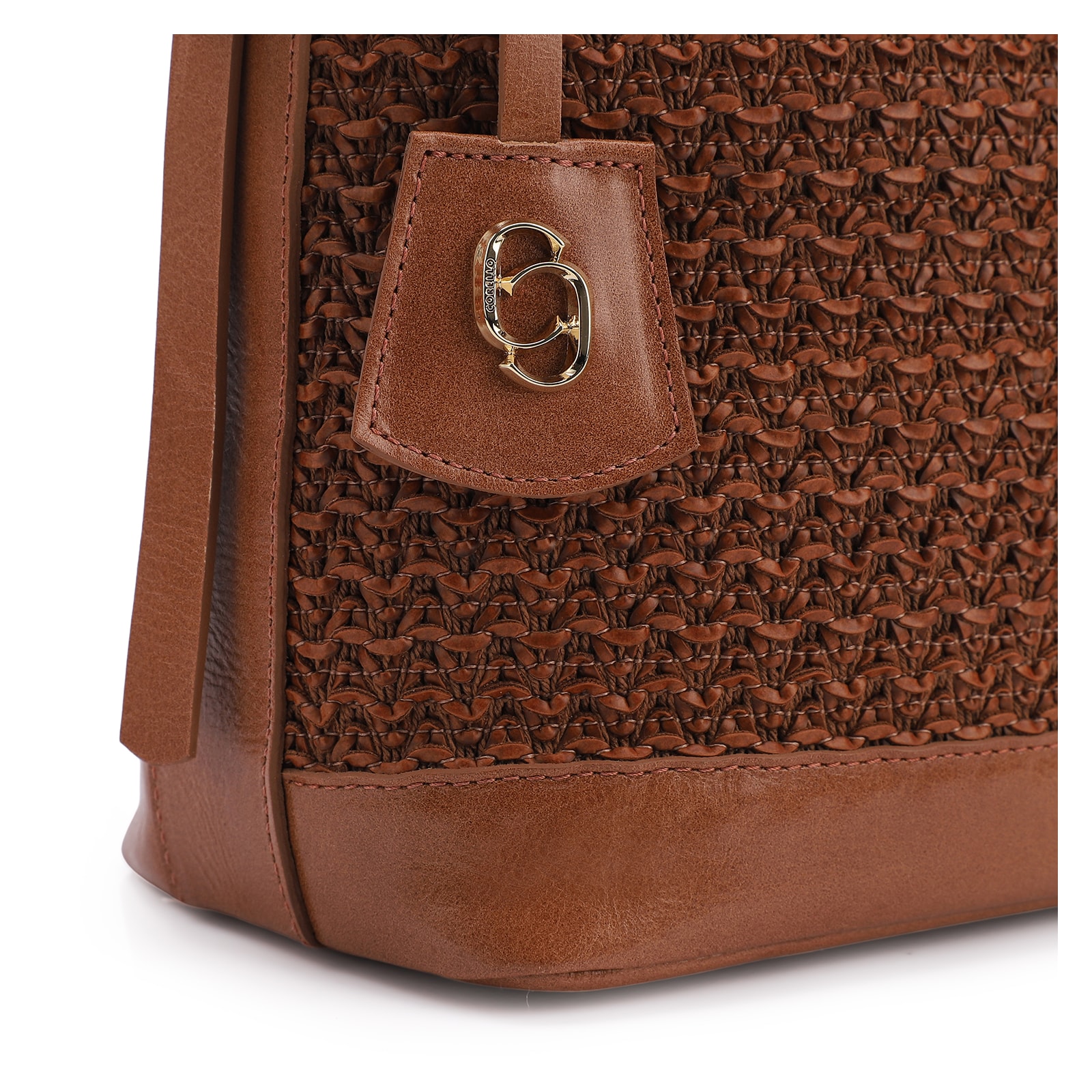 Bolsa Hobo Couro Marrom/Crochet Marrom