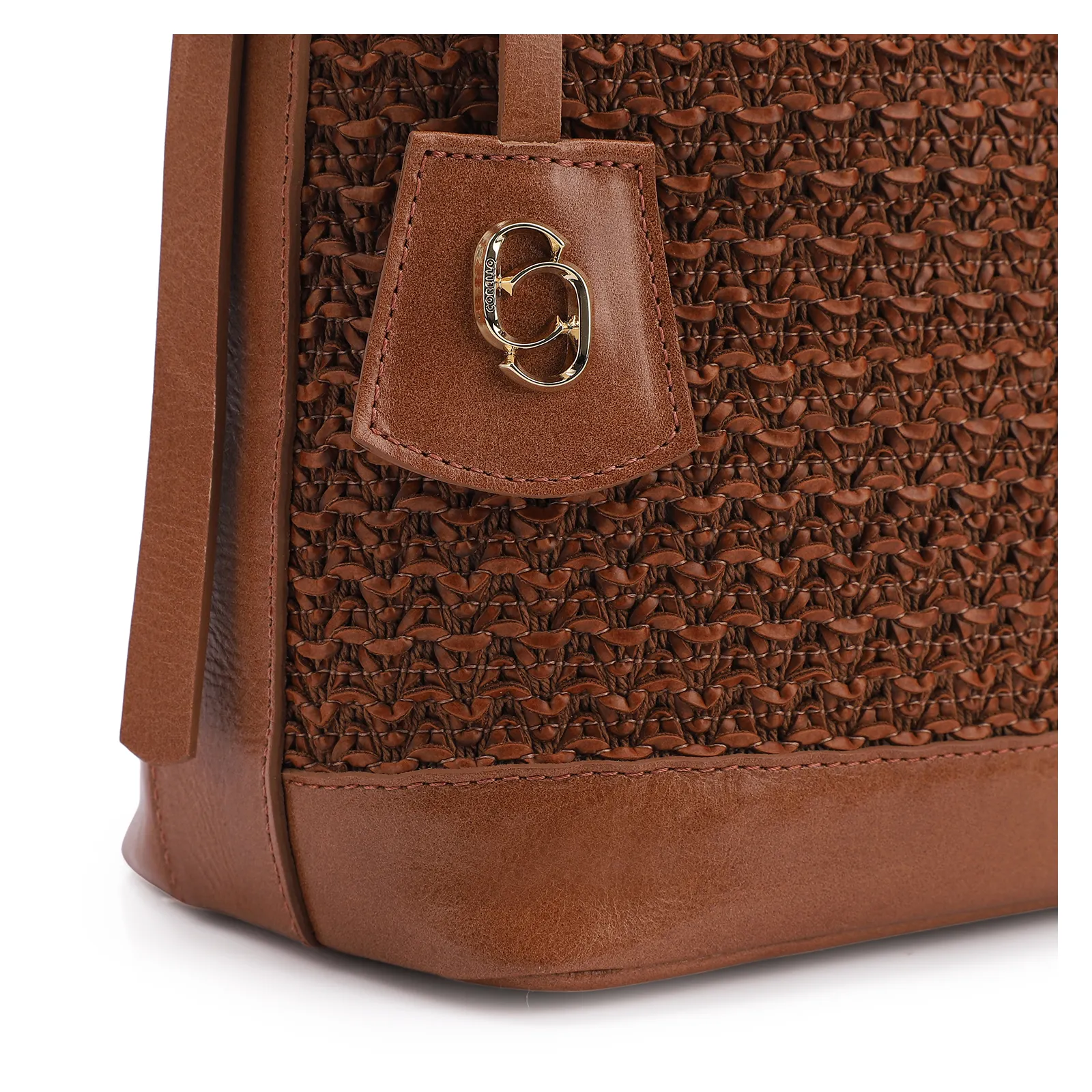 Bolsa Hobo Couro Marrom/Crochet Marrom