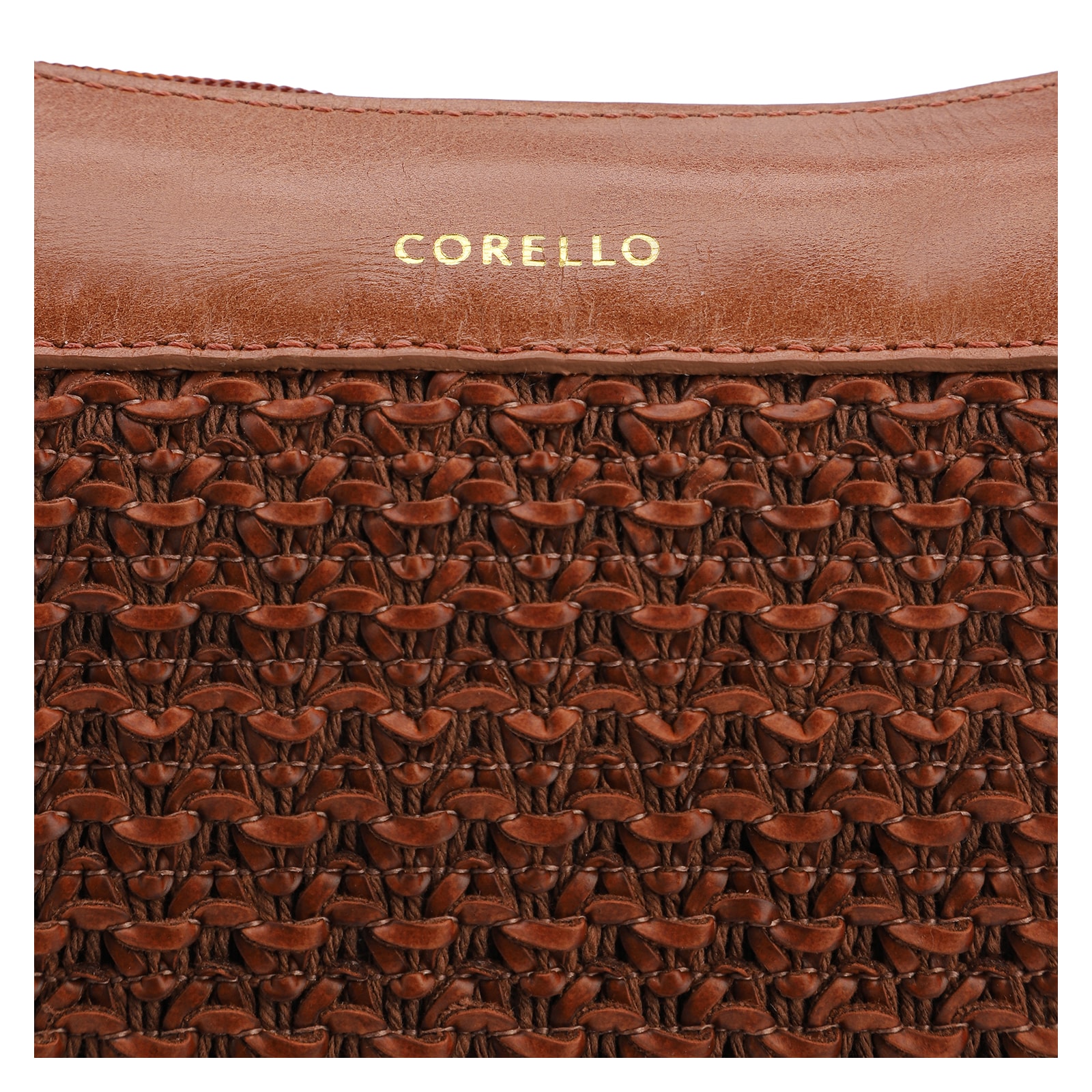 Bolsa Hobo Couro Marrom/Crochet Marrom