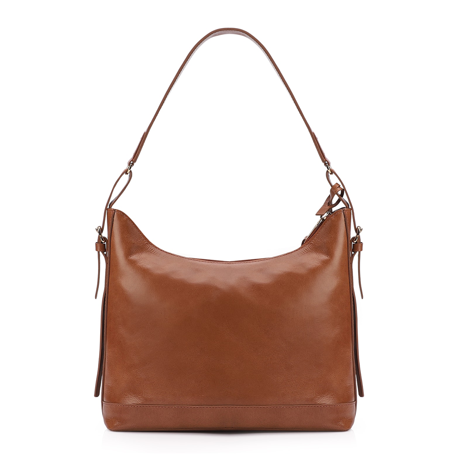 Bolsa Hobo Couro Marrom/Crochet Marrom