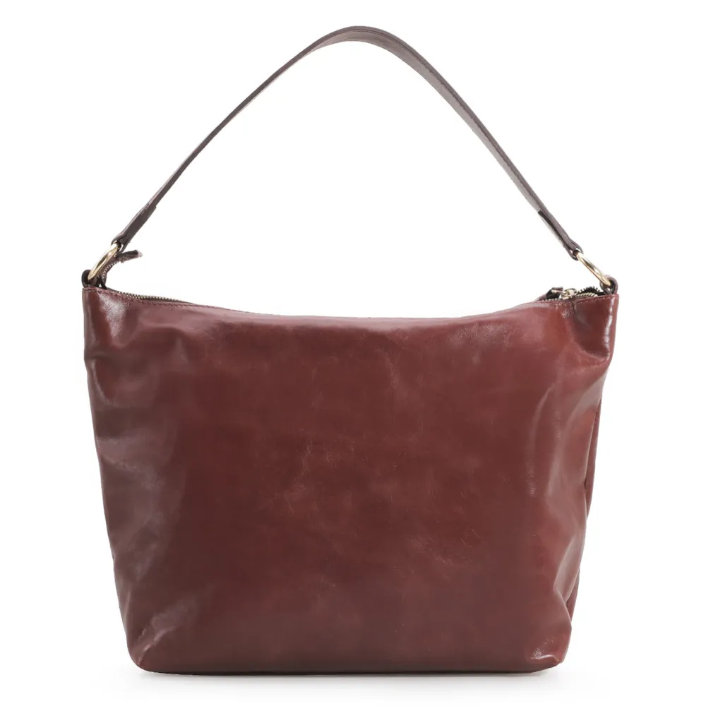 Bolsa Hobo Couro Marrom Escuro - imagem 3