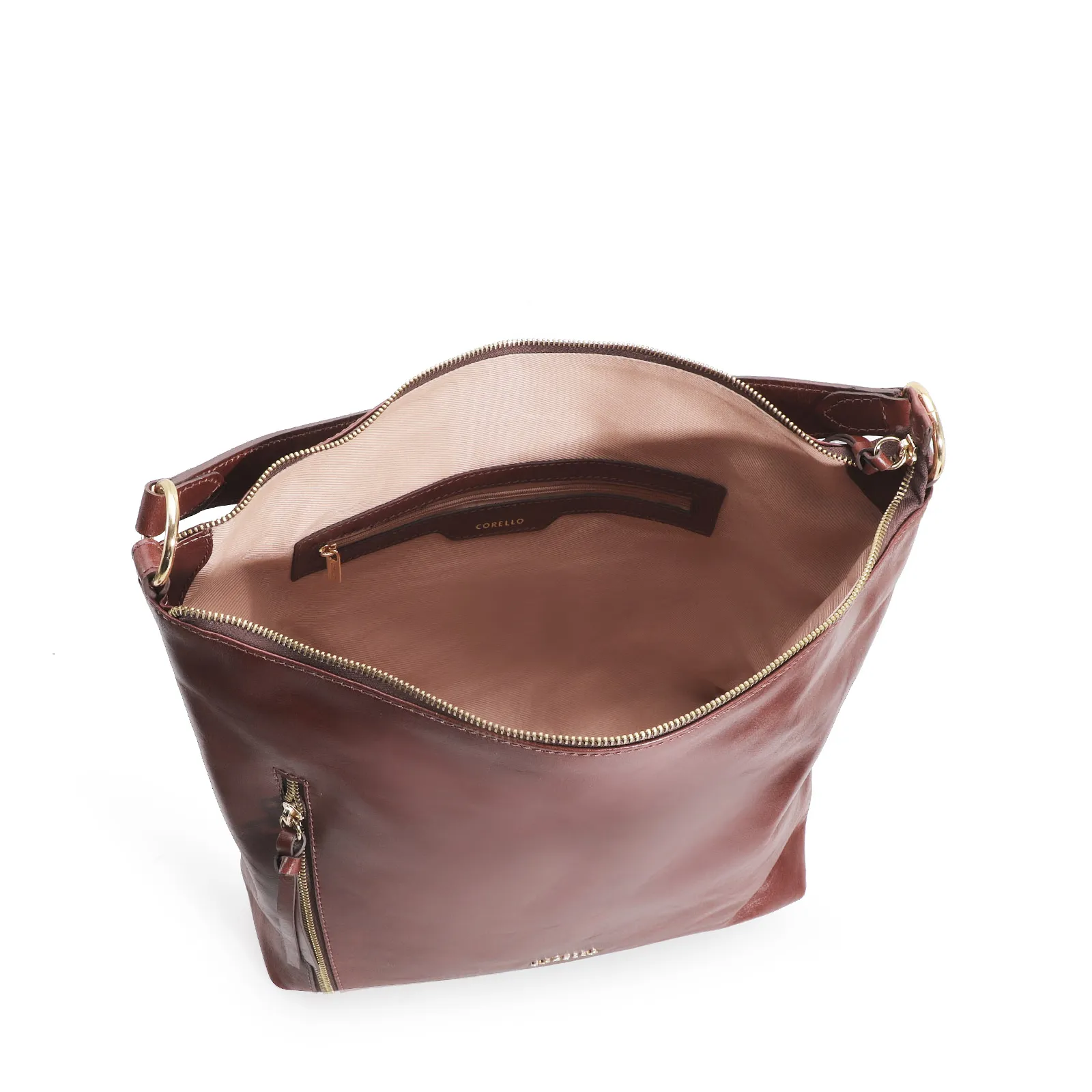 Bolsa Hobo Couro Marrom Escuro