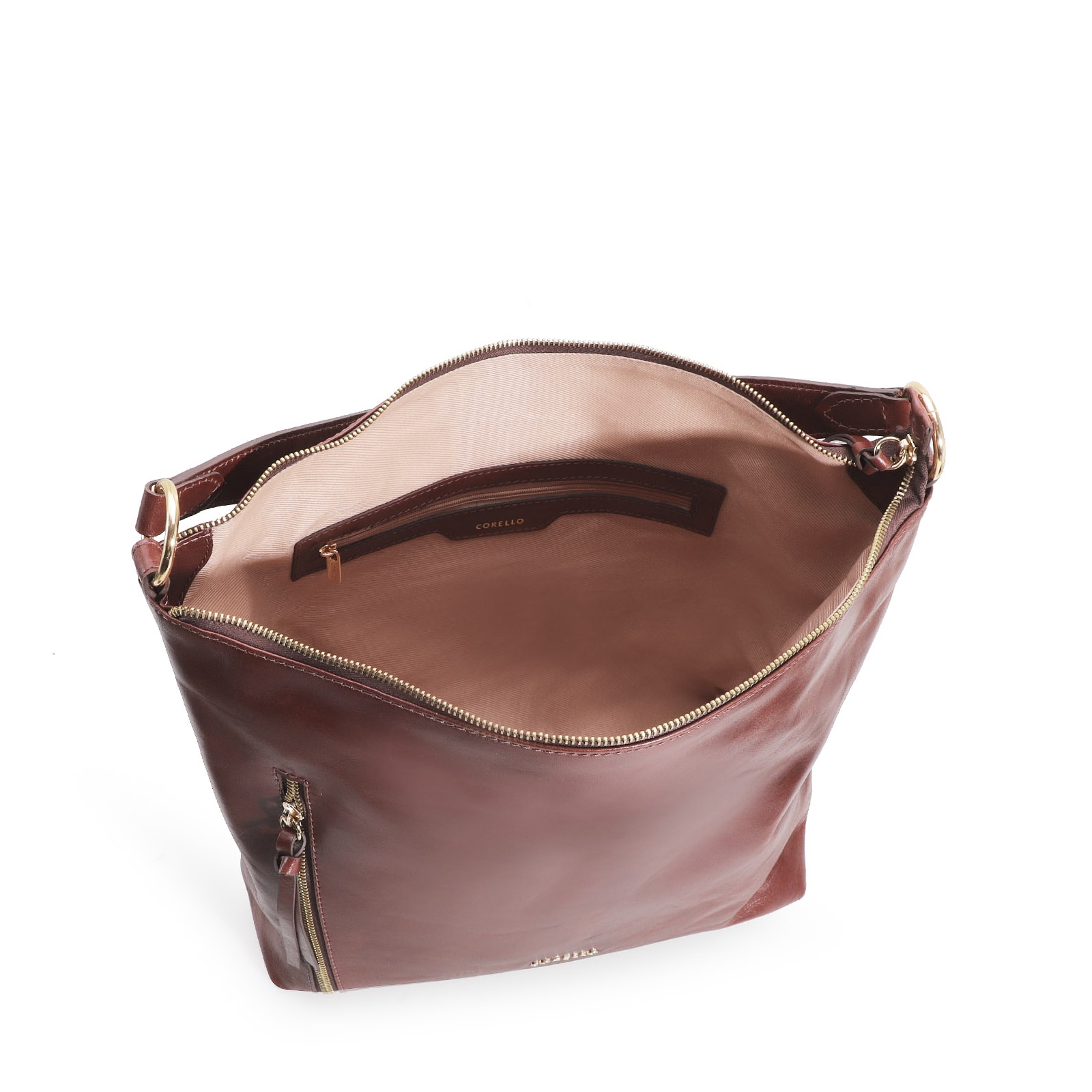 Bolsa Hobo Couro Marrom Escuro