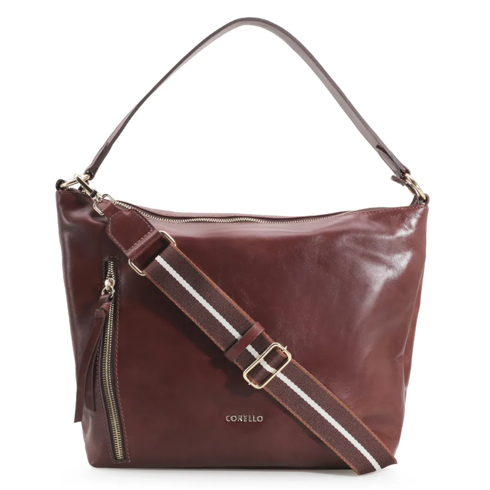 Bolsa Hobo Couro Marrom Escuro