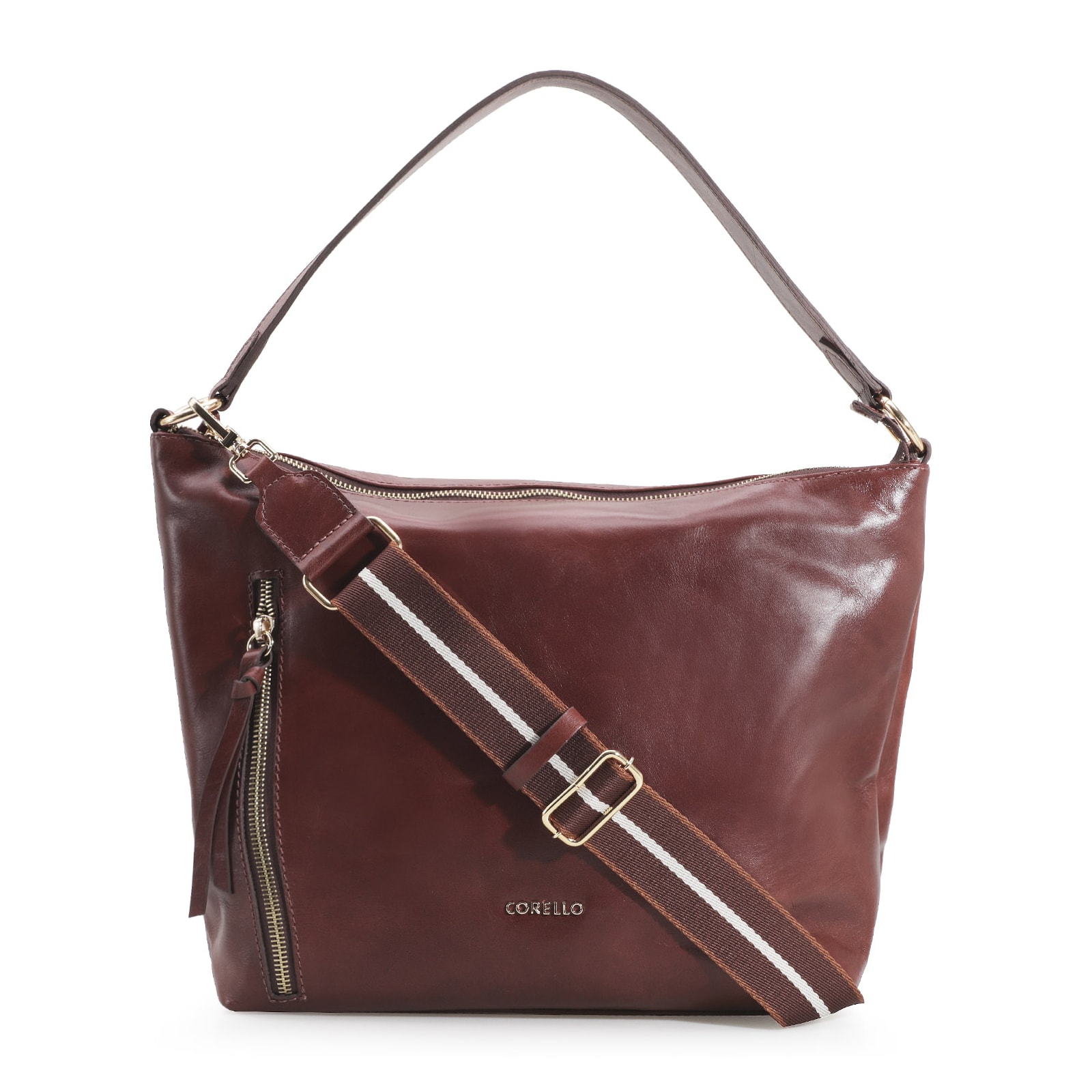 Bolsa Hobo Couro Marrom Escuro