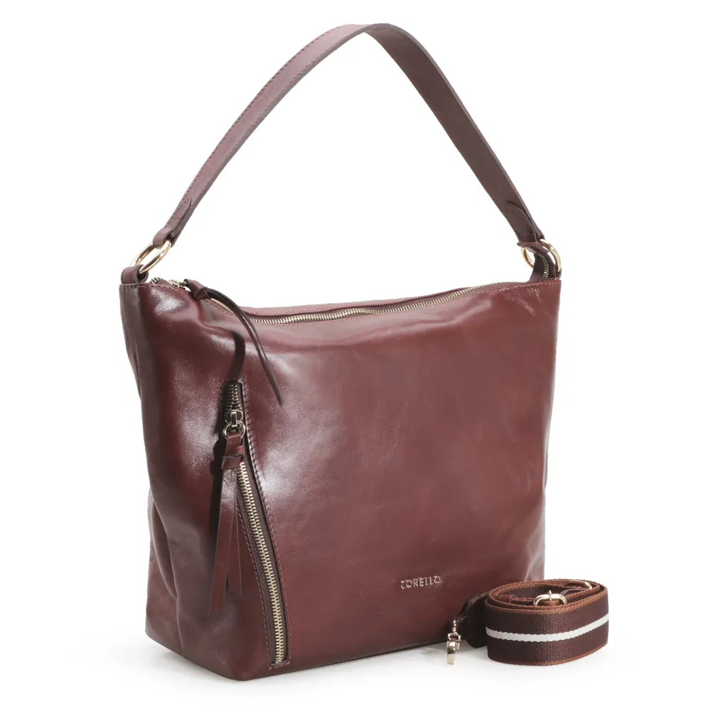 Bolsa Hobo Couro Marrom Escuro - imagem 2