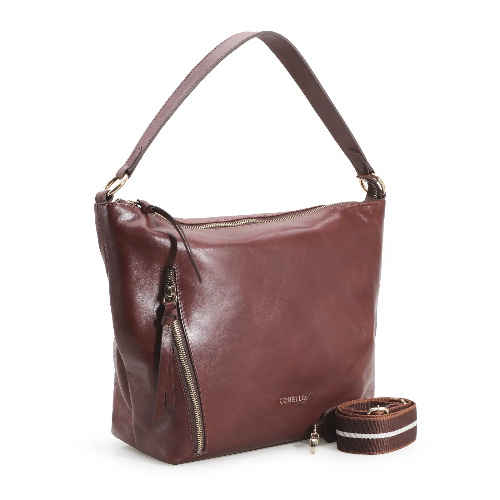 Bolsa Hobo Couro Marrom Escuro