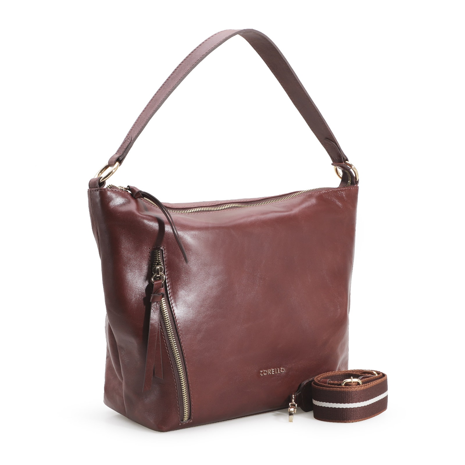 Bolsa Hobo Couro Marrom Escuro