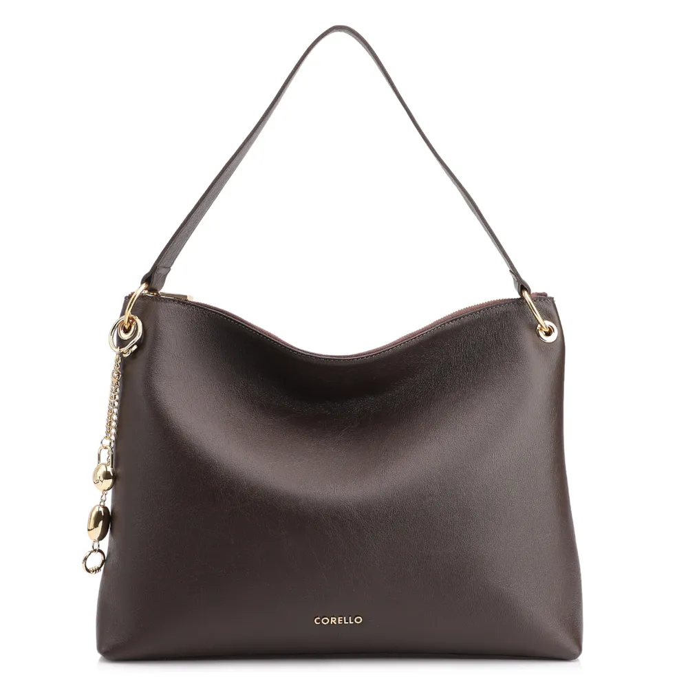 Bolsa Hobo Couro Marrom Escuro