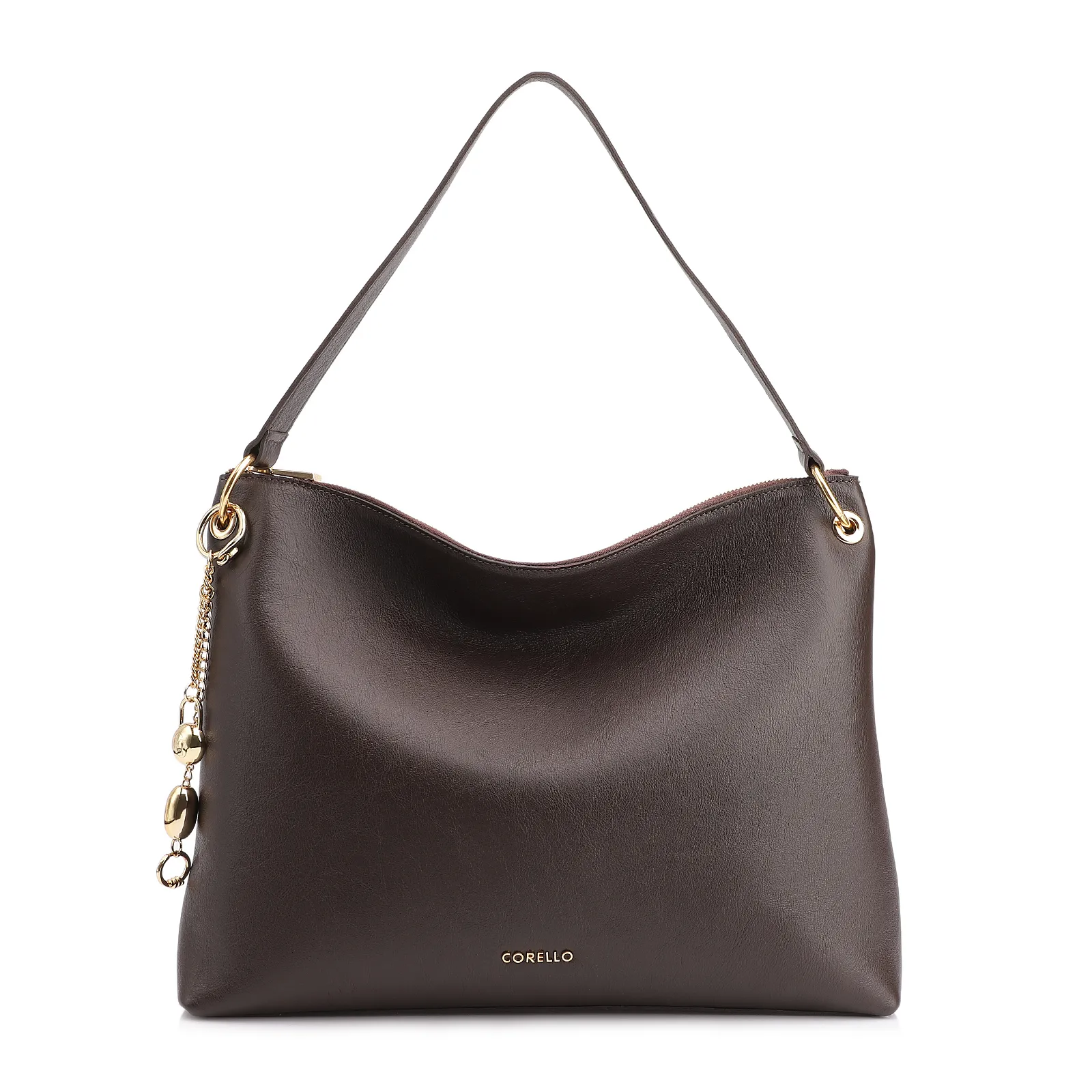 Bolsa Hobo Couro Marrom Escuro