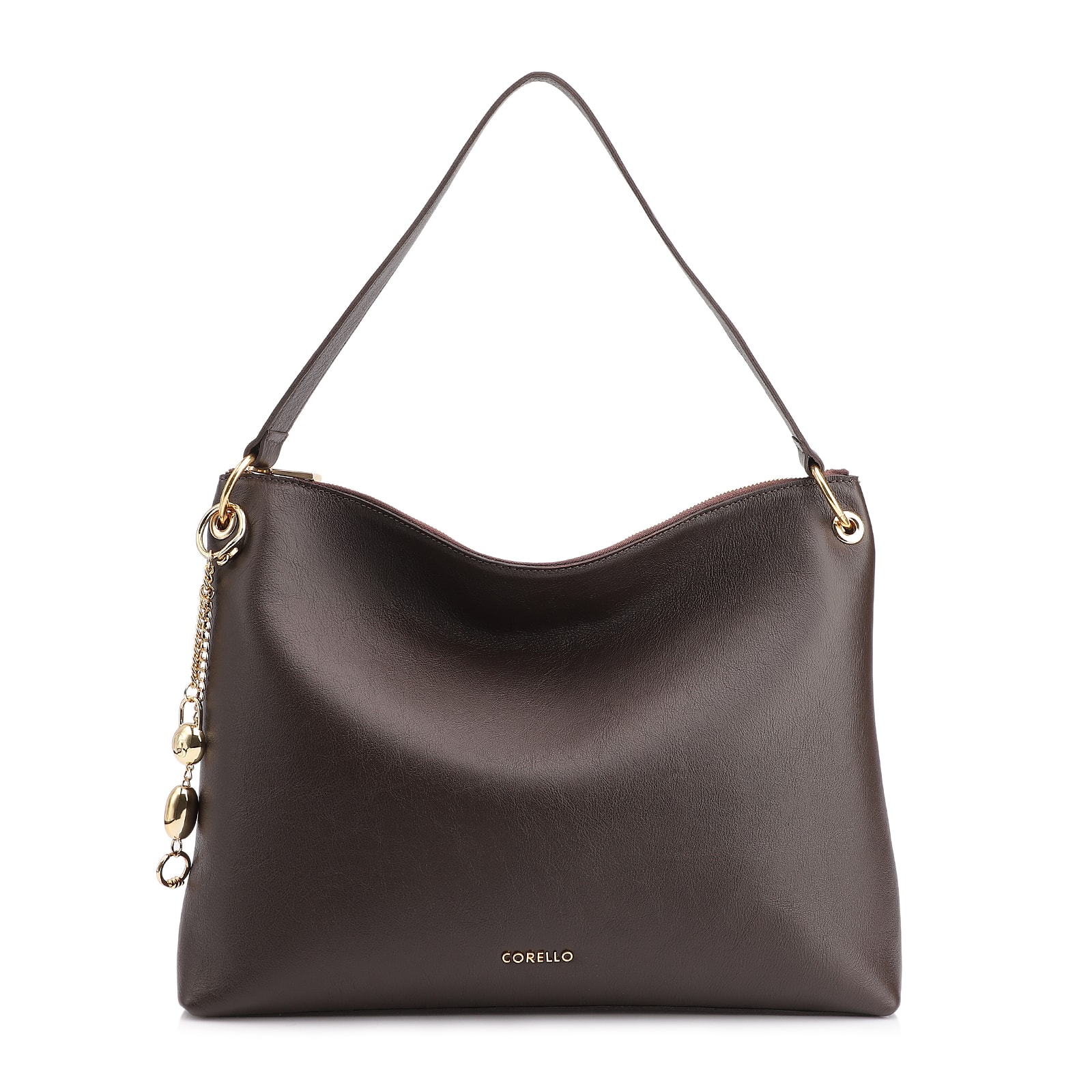 Bolsa Hobo Couro Marrom Escuro