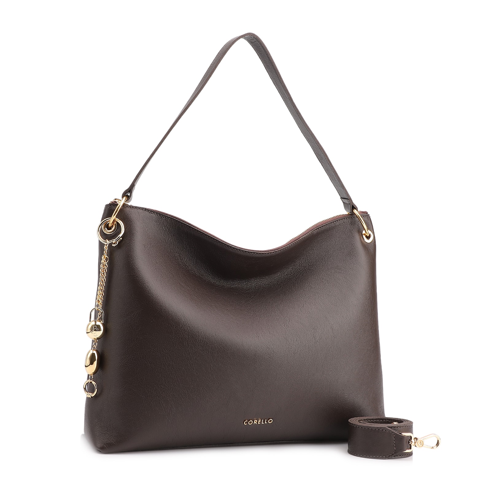 Bolsa Hobo Couro Marrom Escuro