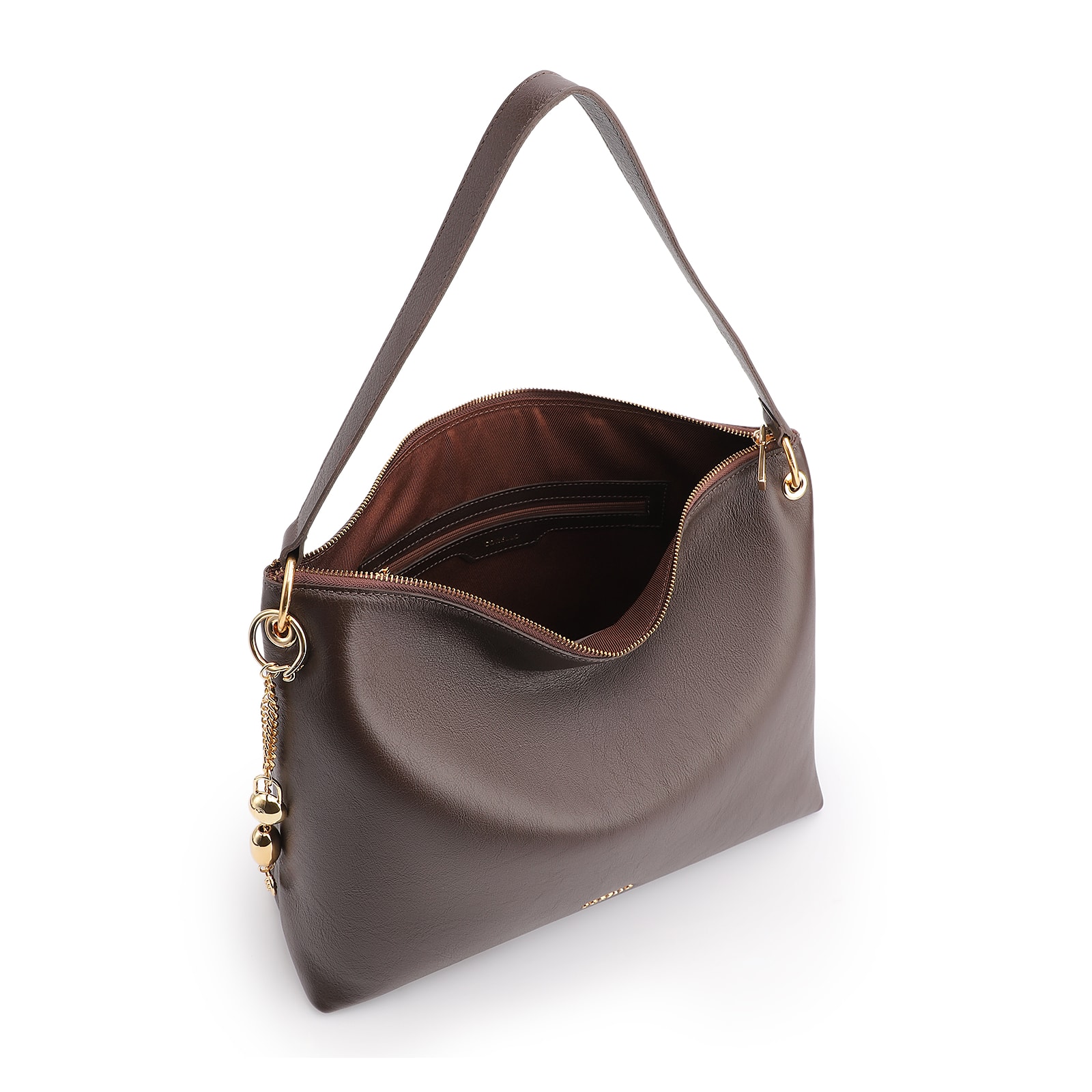 Bolsa Hobo Couro Marrom Escuro