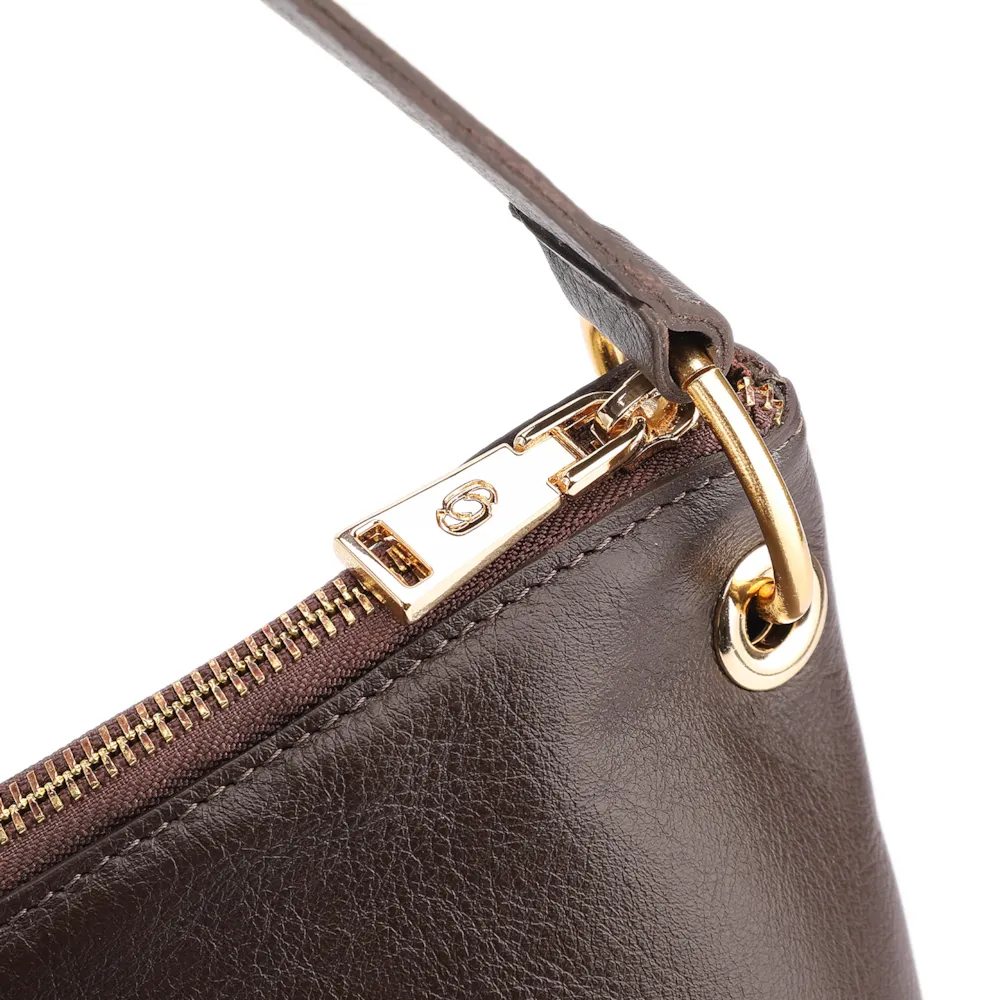 Bolsa Hobo Couro Marrom Escuro - imagem 6