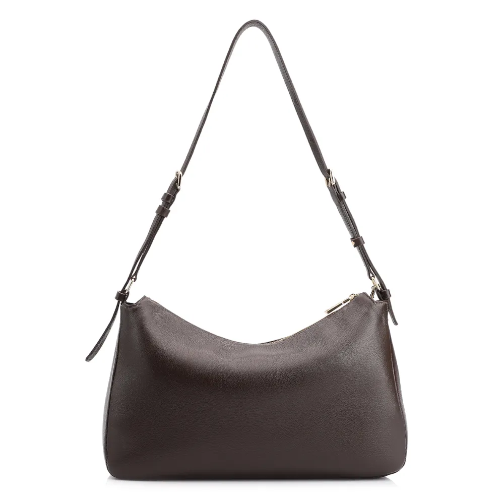  Bolsa Hobo Couro Marrom Escuro - imagem 3