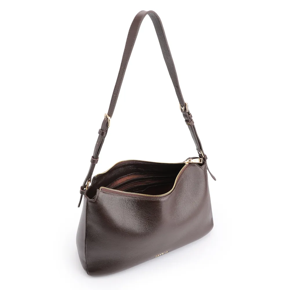  Bolsa Hobo Couro Marrom Escuro - imagem 4
