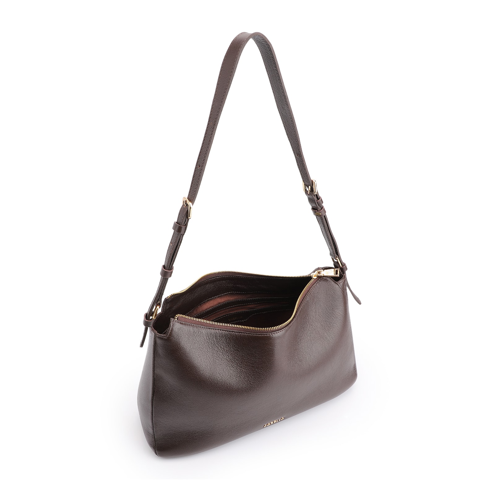  Bolsa Hobo Couro Marrom Escuro