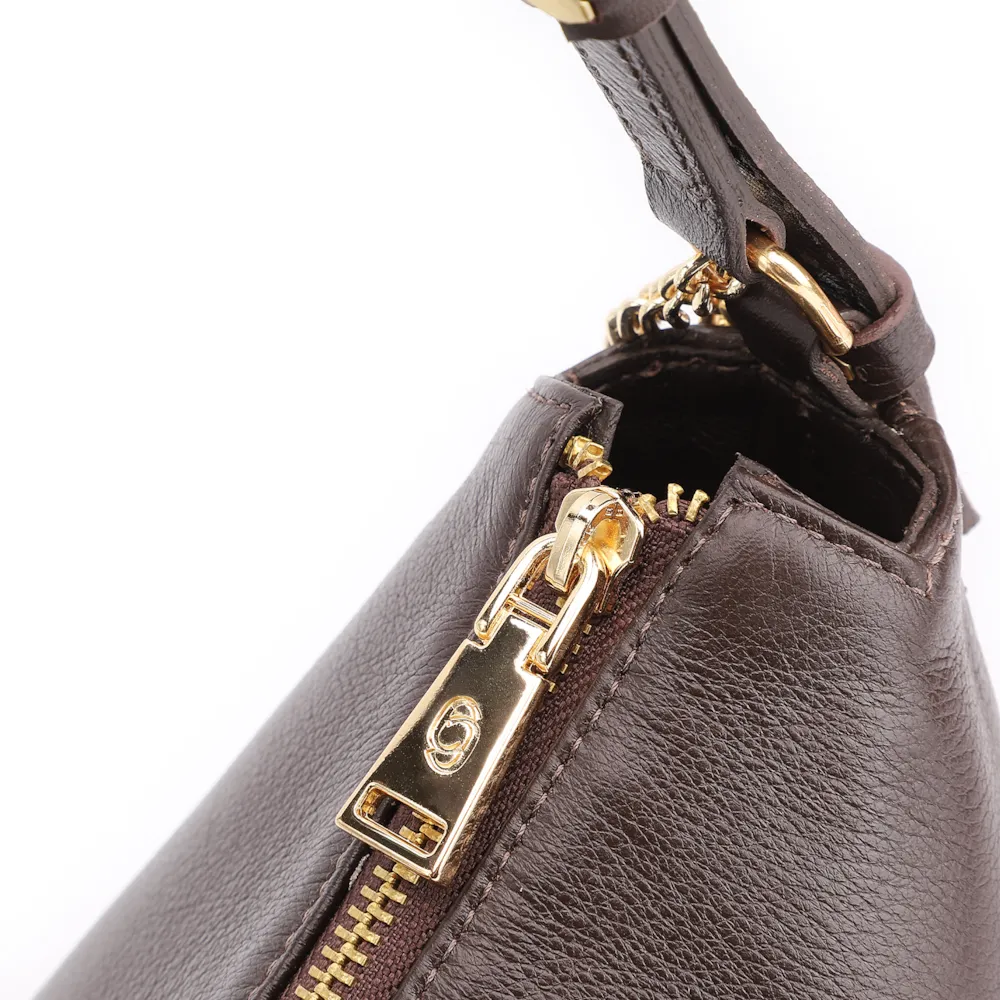  Bolsa Hobo Couro Marrom Escuro - imagem 5