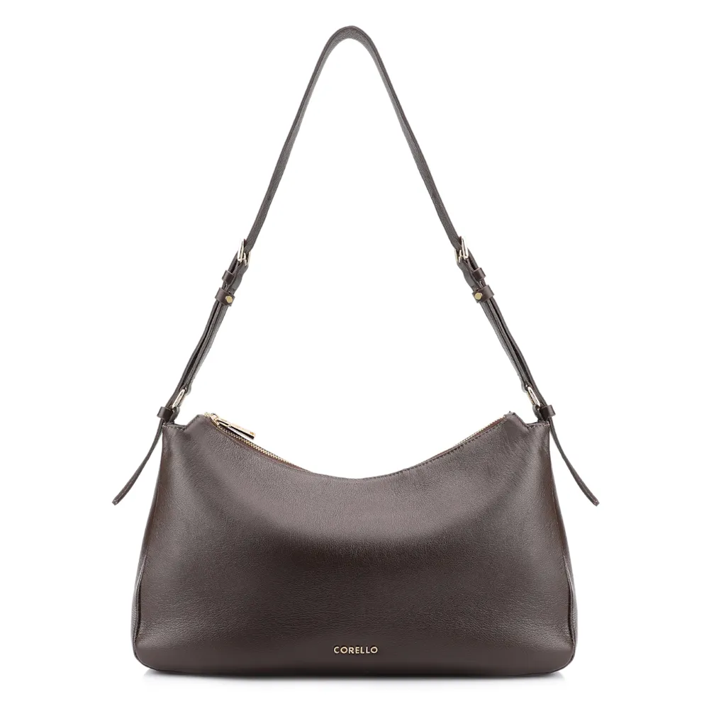 Bolsa Hobo Couro Marrom Escuro