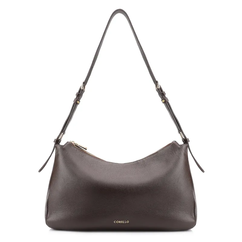  Bolsa Hobo Couro Marrom Escuro