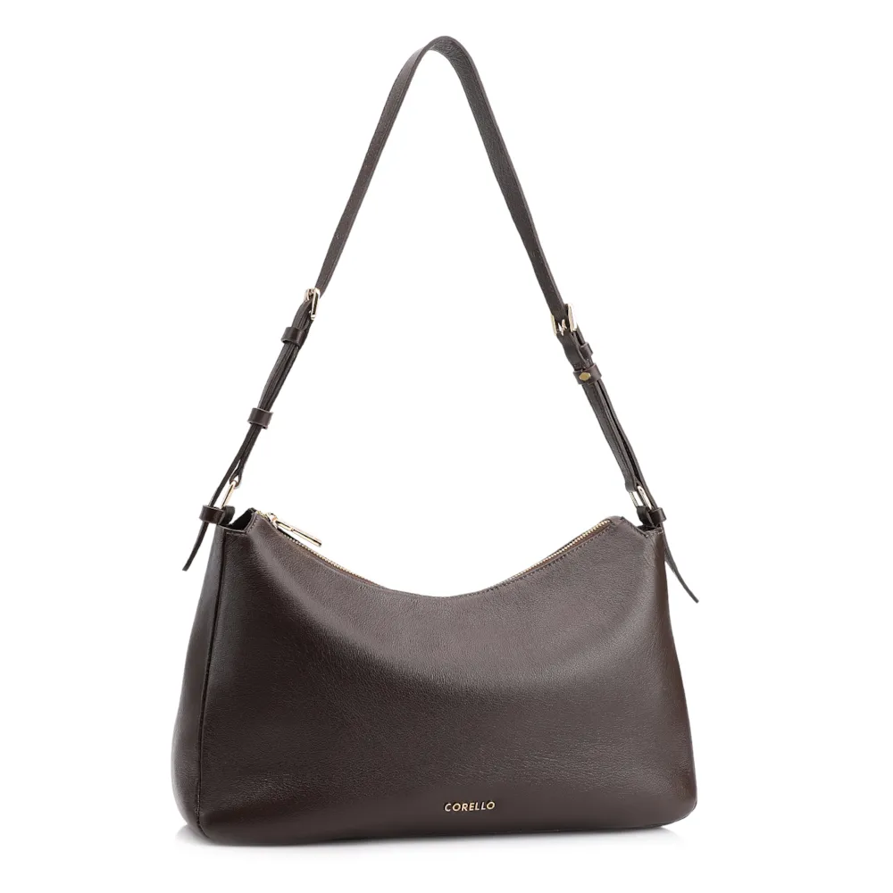  Bolsa Hobo Couro Marrom Escuro - imagem 2