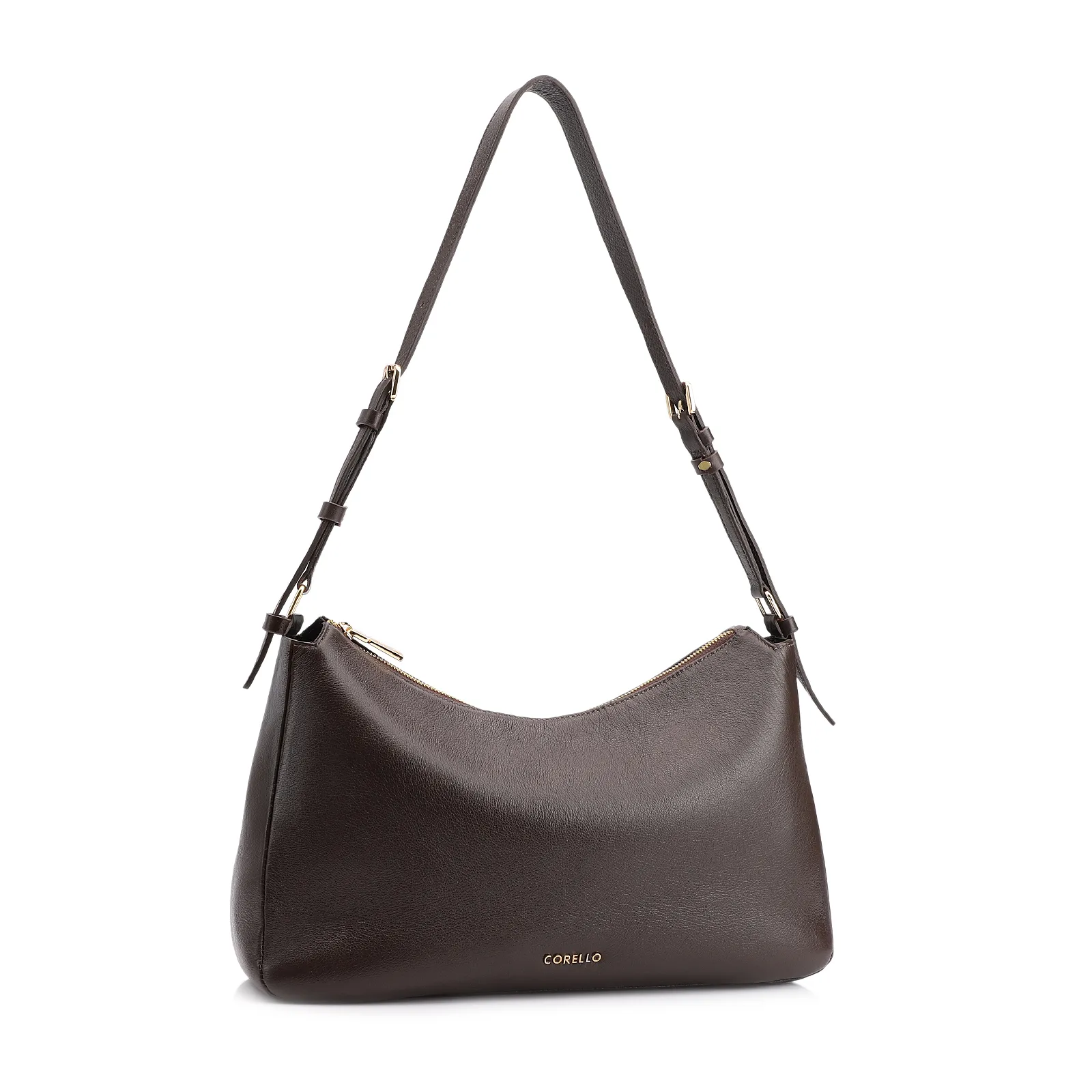  Bolsa Hobo Couro Marrom Escuro