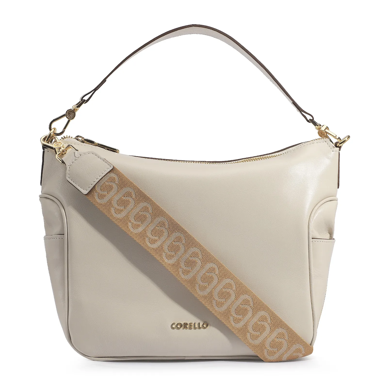 Bolsa Hobo Couro Off White