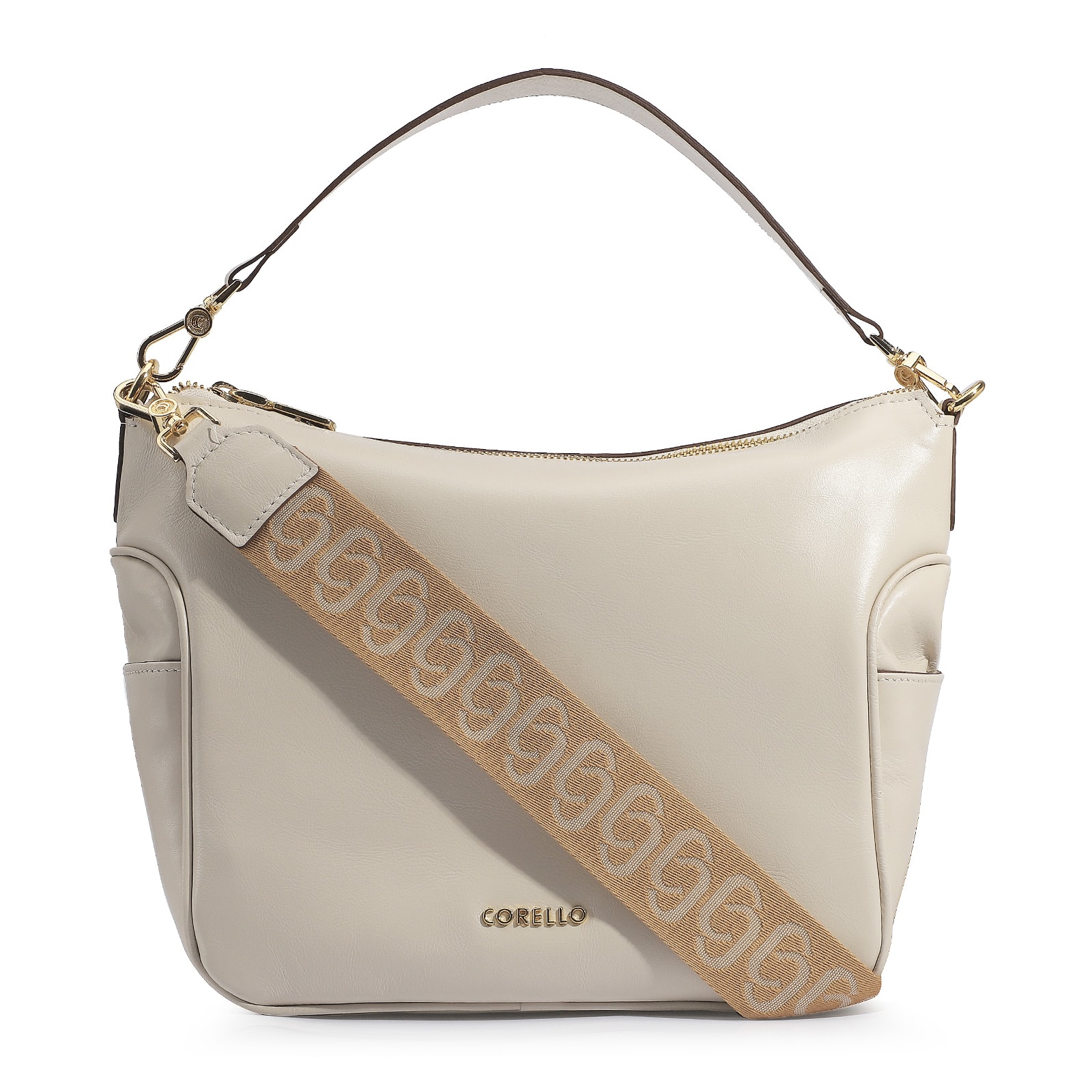 Bolsa Hobo Couro Off White
