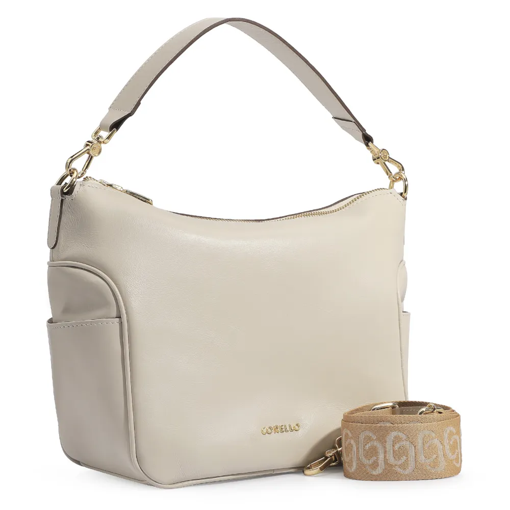 Bolsa Hobo Couro Off White - imagem 3