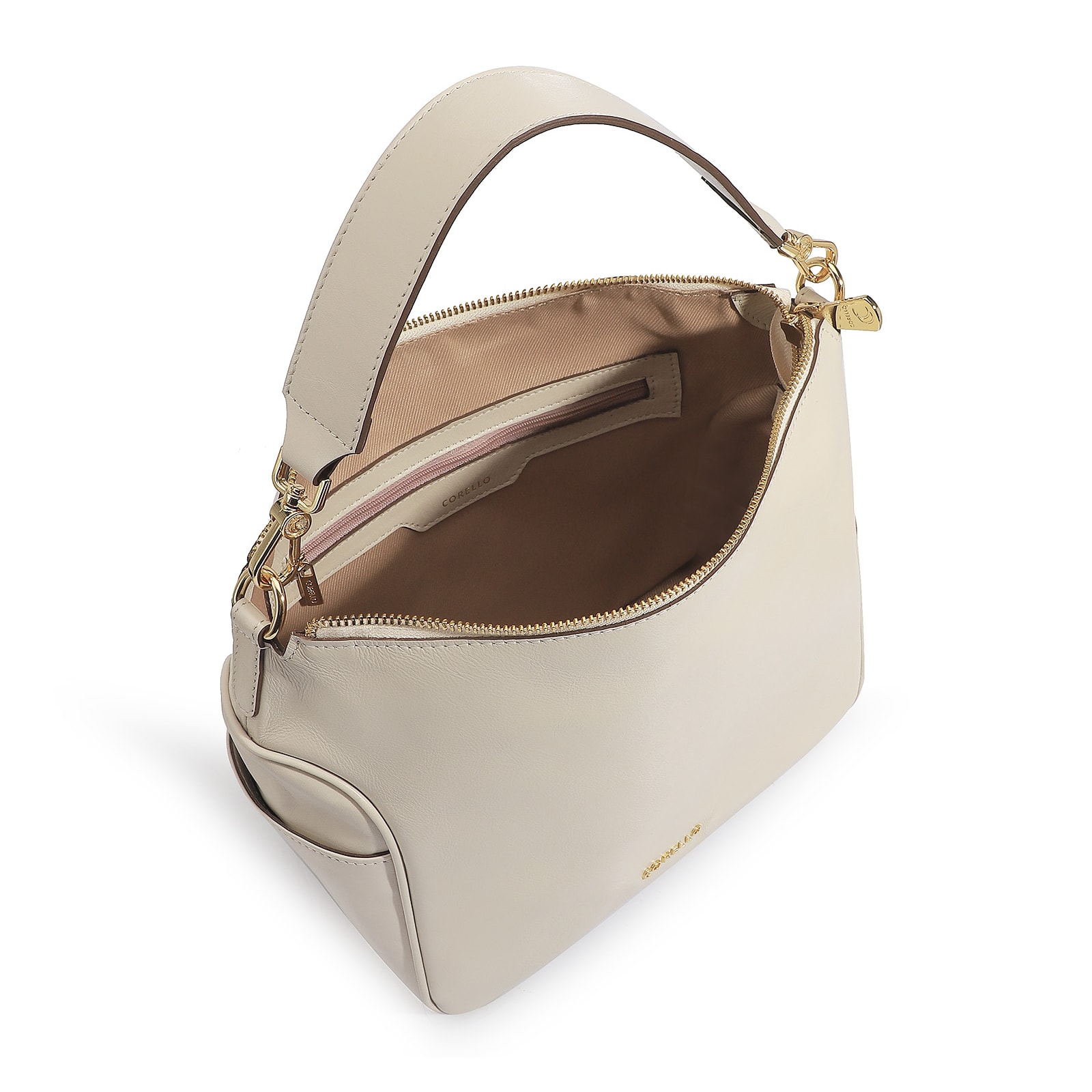 Bolsa Hobo Couro Off White