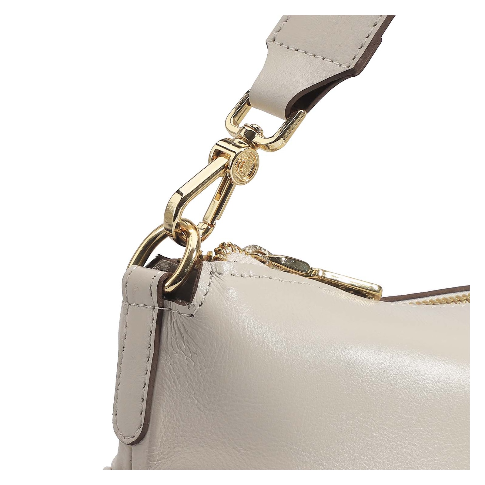 Bolsa Hobo Couro Off White