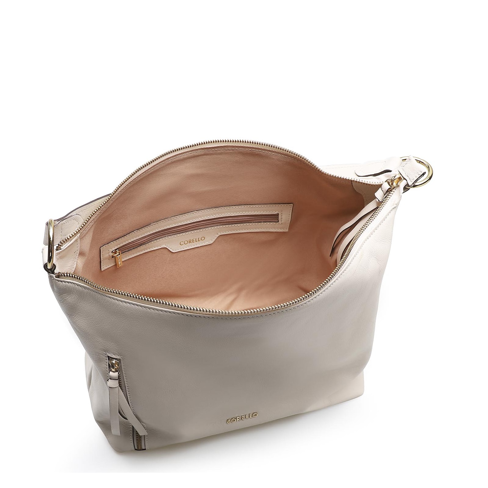 Bolsa Hobo Couro Off White