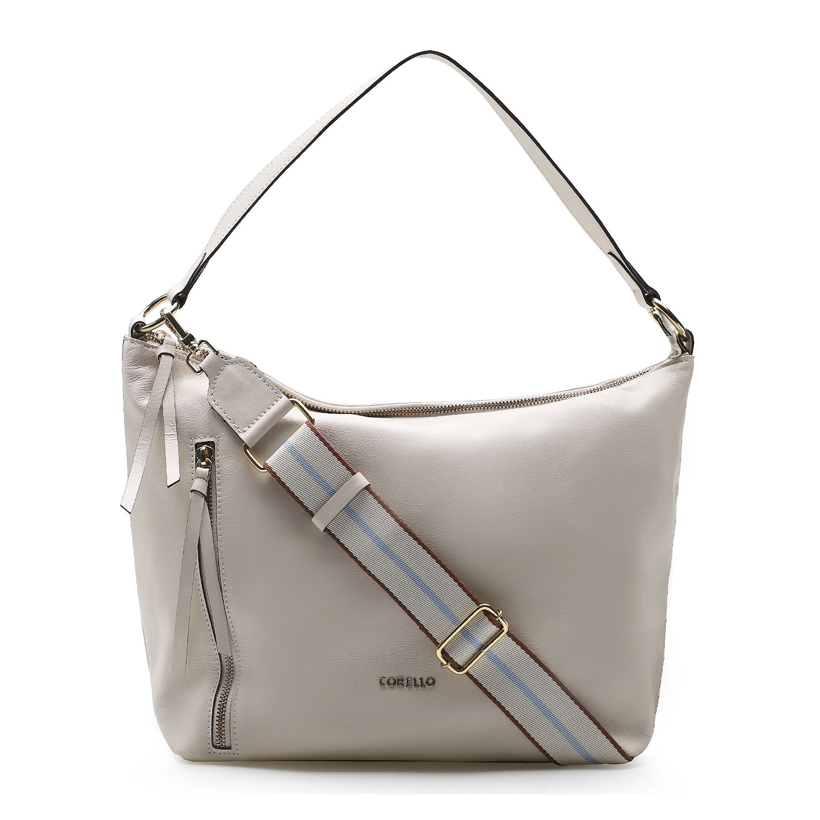 Bolsa Hobo Couro Off White